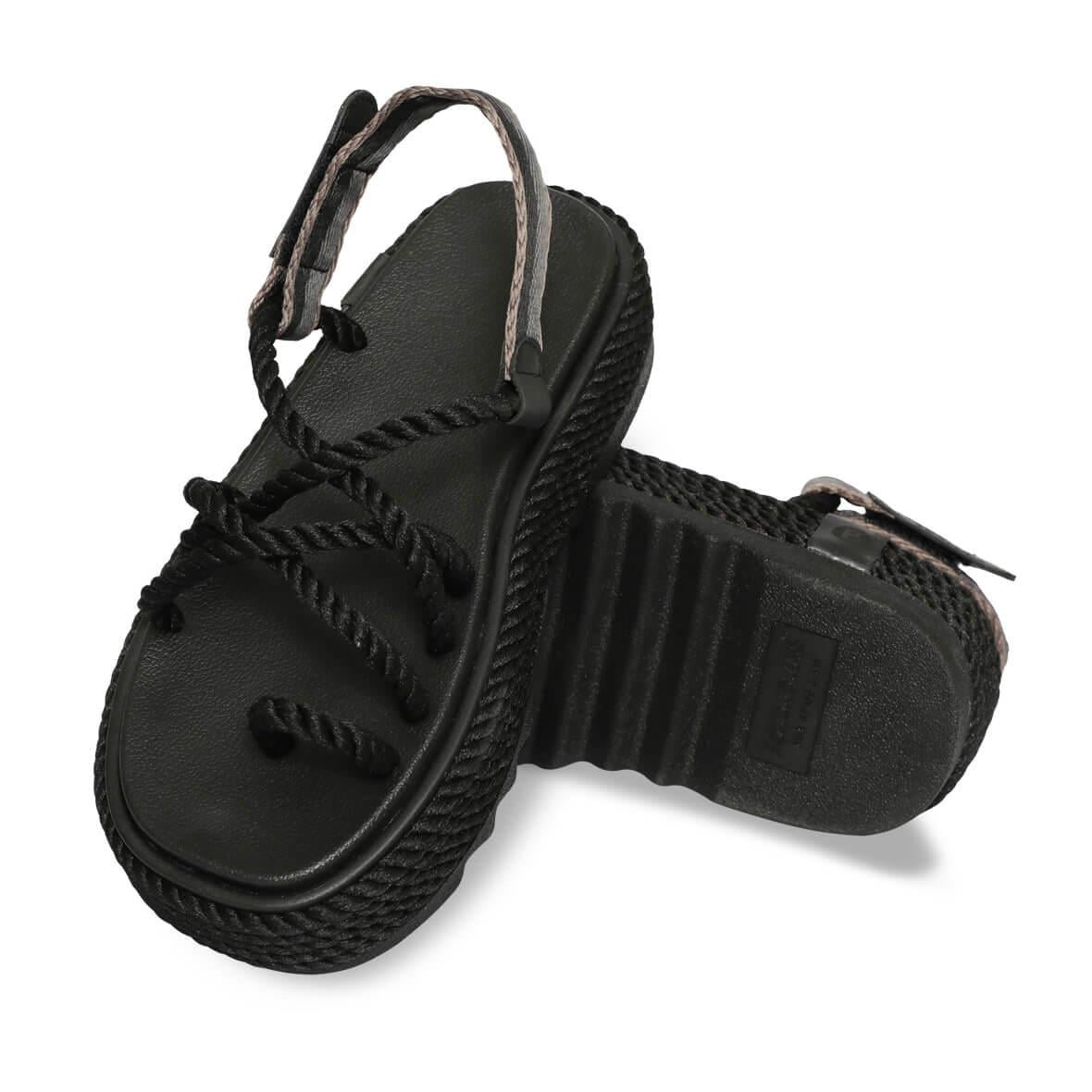 Bohonomad Ibiza Chunky Platform Kadın Sandalet - Siyah