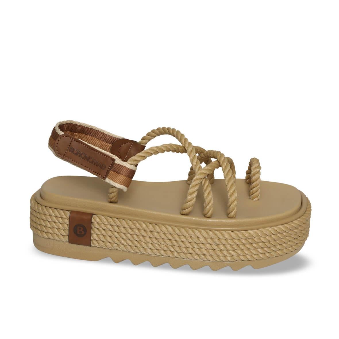 Bohonomad Ibiza Chunky Platform Kadın Sandalet - Bej