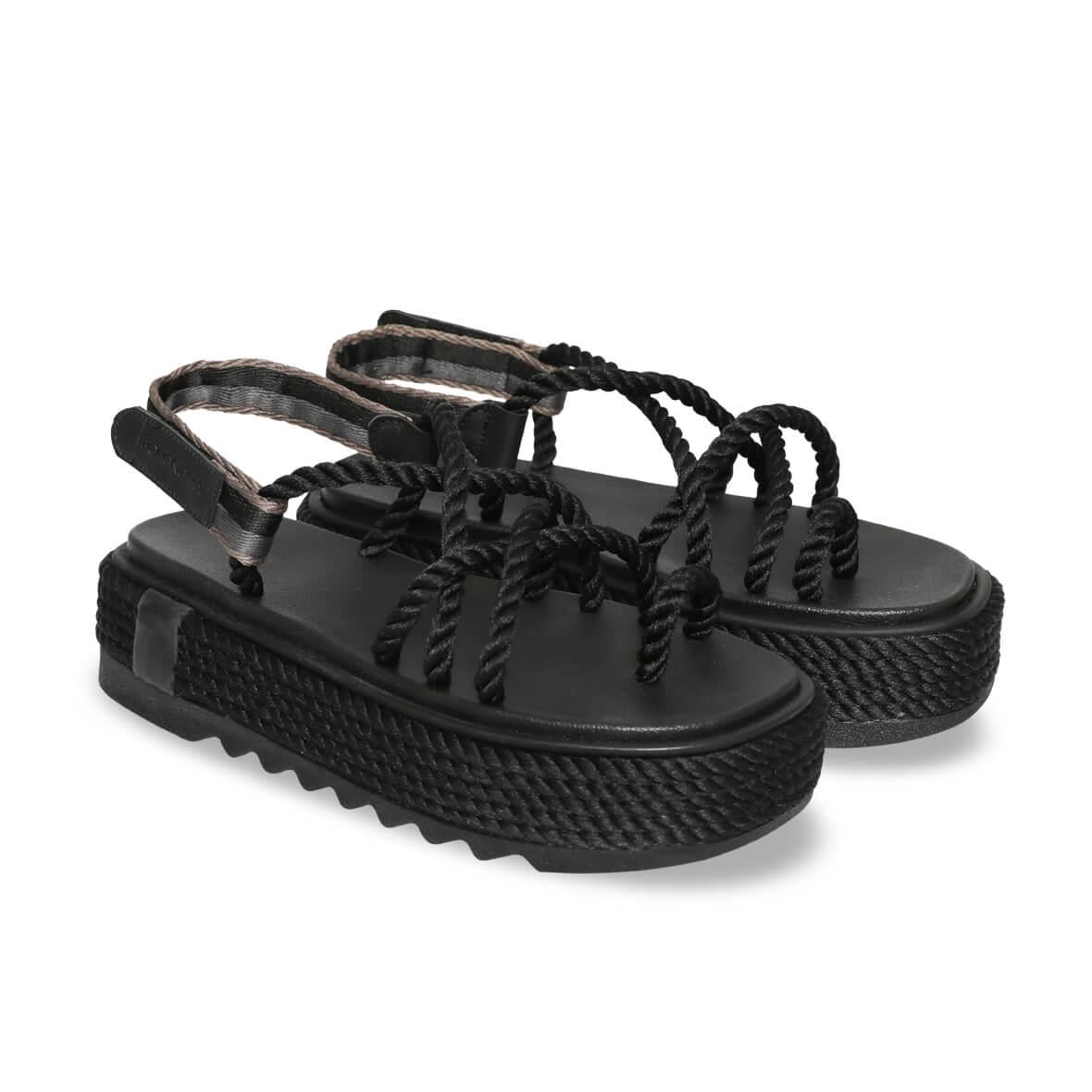 Bohonomad Ibiza Chunky Platform Kadın Sandalet - Siyah