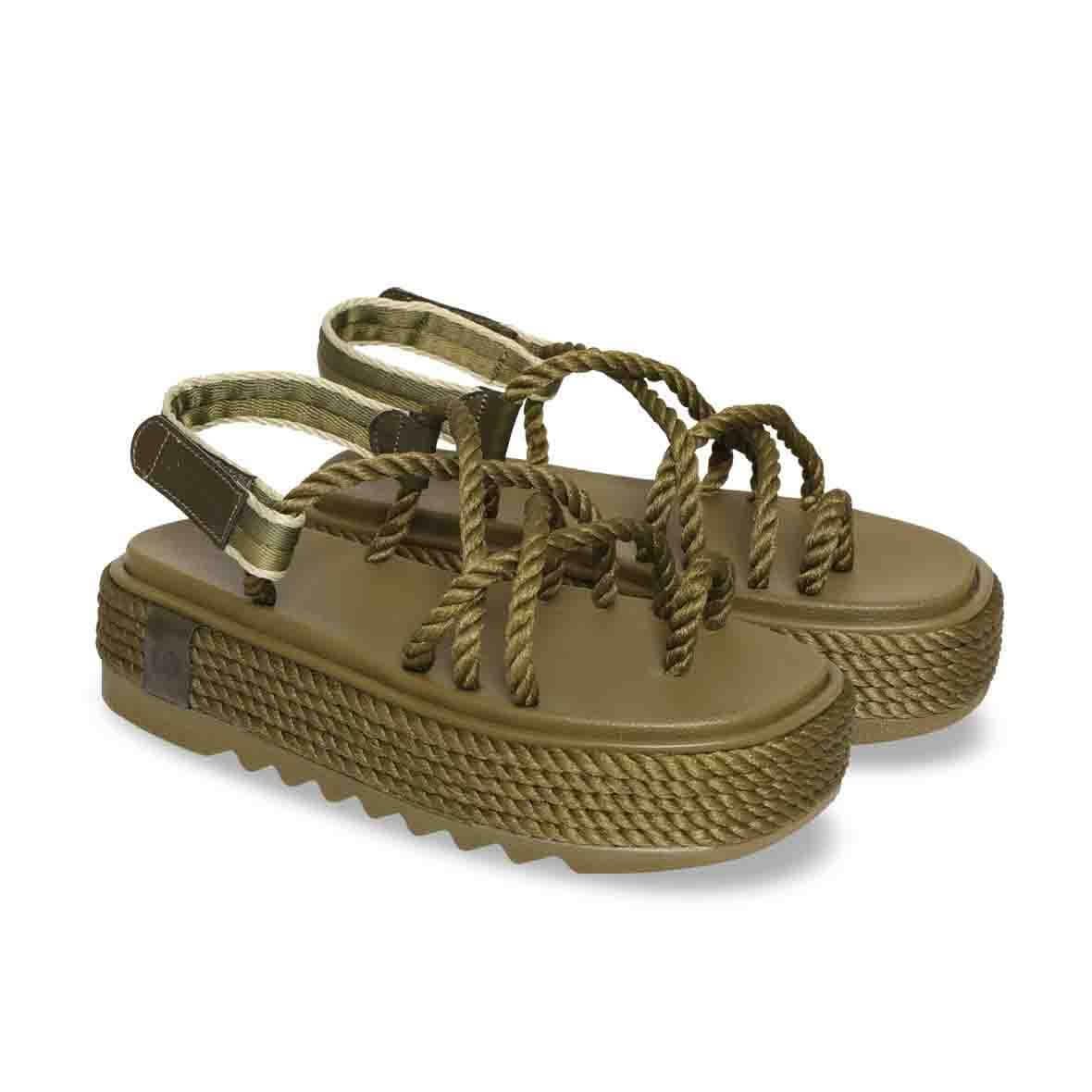 Bohonomad Ibiza Chunky Platform Kadın Sandalet - Haki