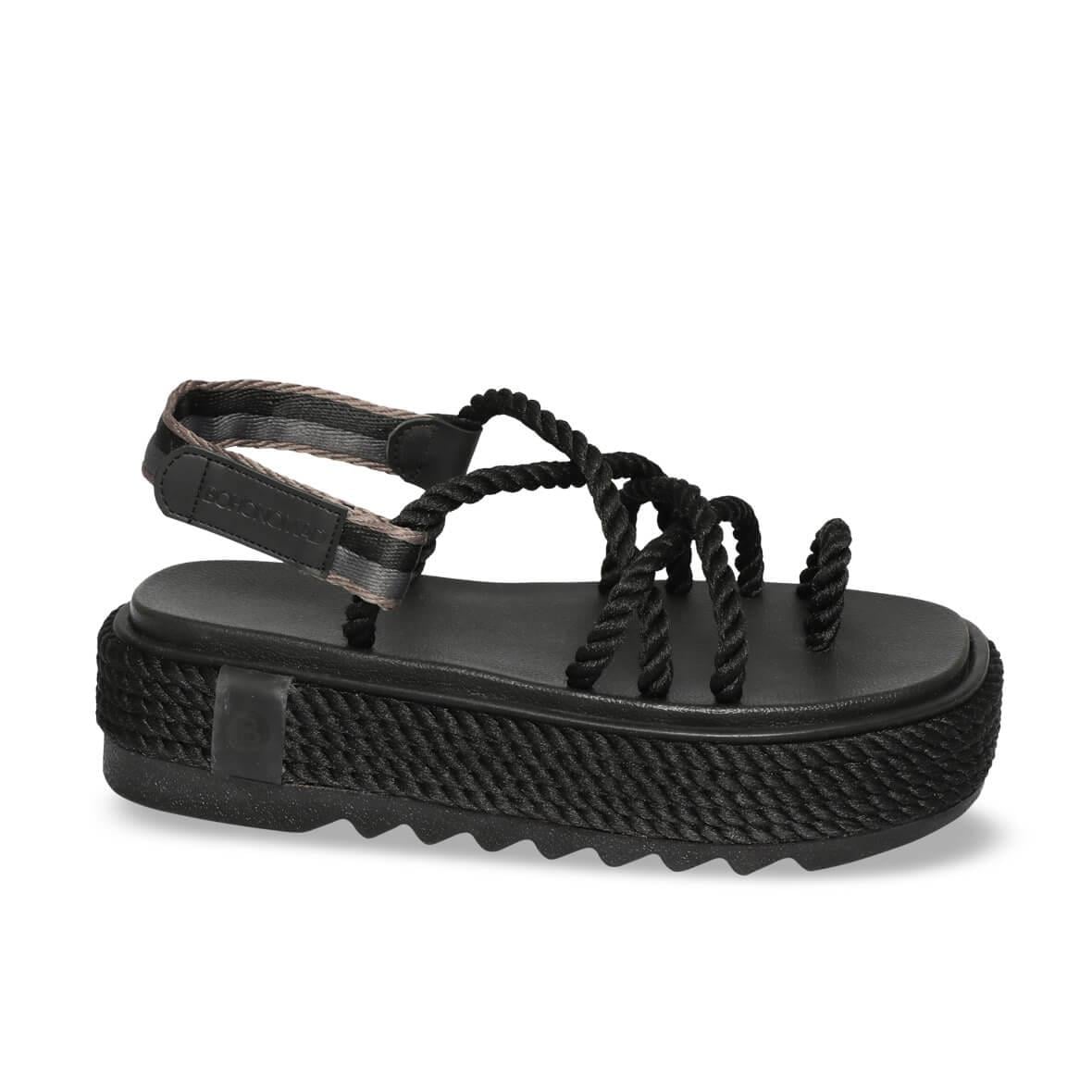Bohonomad Ibiza Chunky Platform Kadın Sandalet - Siyah