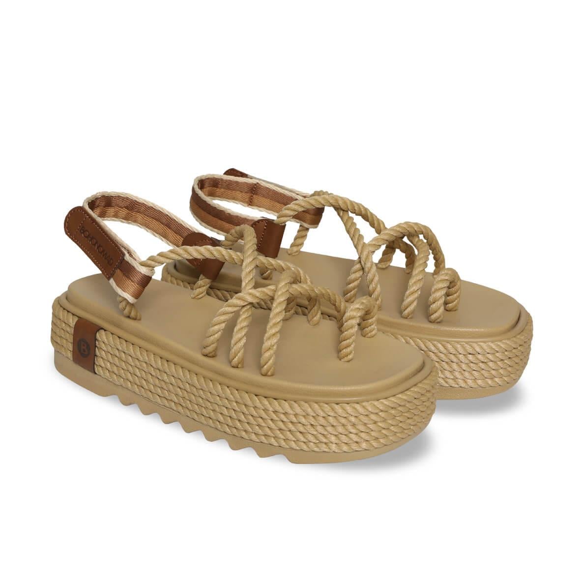 Bohonomad Ibiza Chunky Platform Kadın Sandalet - Bej
