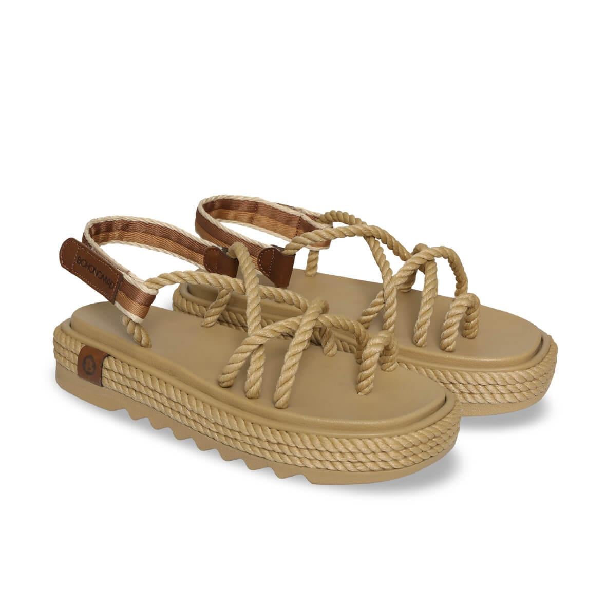 Bohonomad Ibiza Mid Platform Kadın Sandalet - Bej