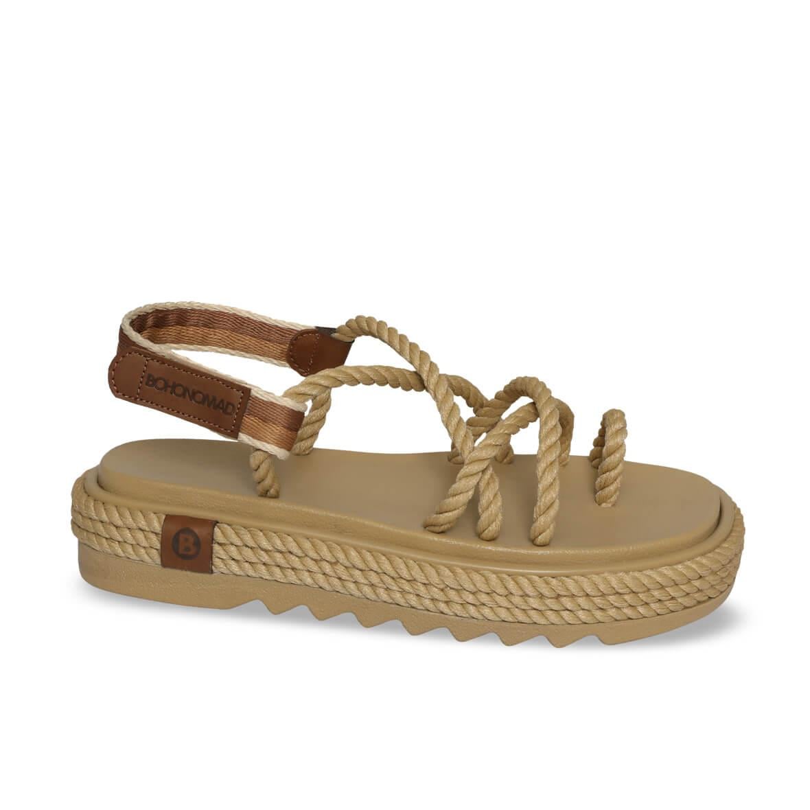 Bohonomad Ibiza Mid Platform Kadın Sandalet - Bej