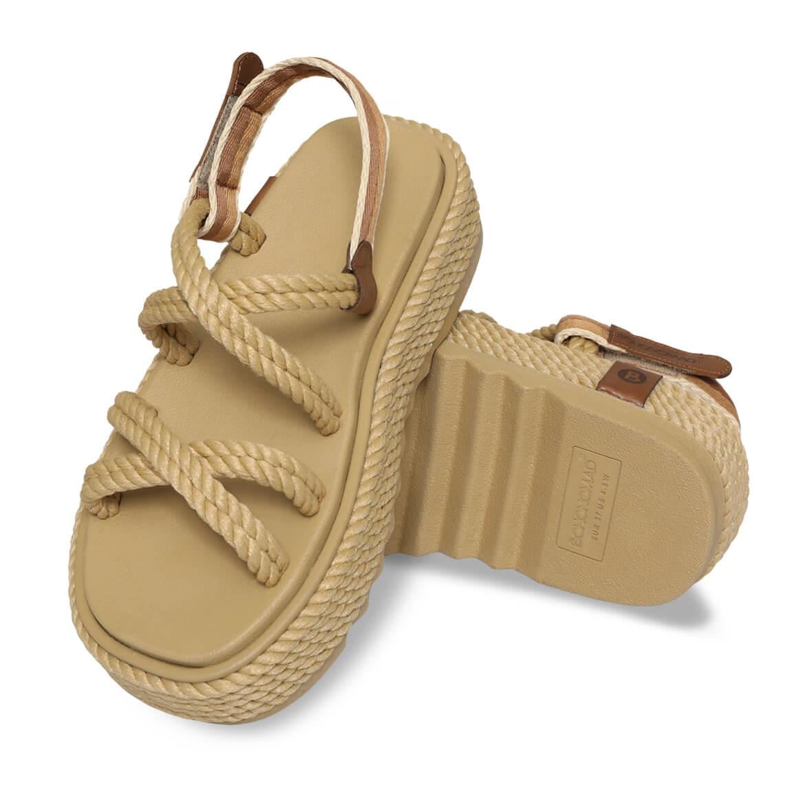 Bohonomad Tahiti Chunky Platform Kadın Sandalet - Bej