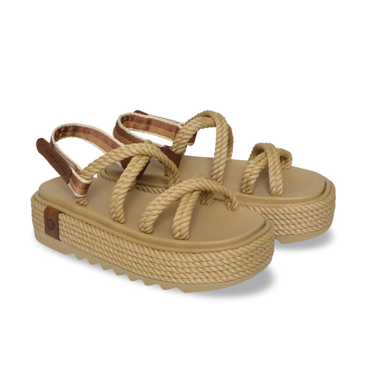 Bohonomad Tahiti Chunky Platform Kadın Sandalet - Bej