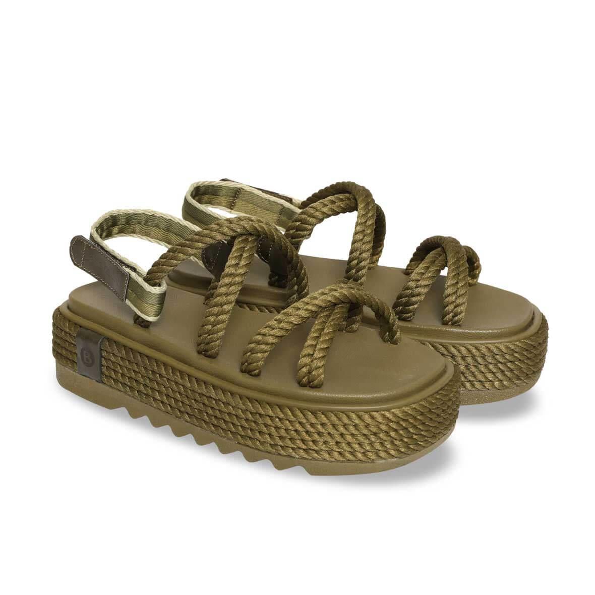 Bohonomad Tahiti Chunky Platform Kadın Sandalet - Haki