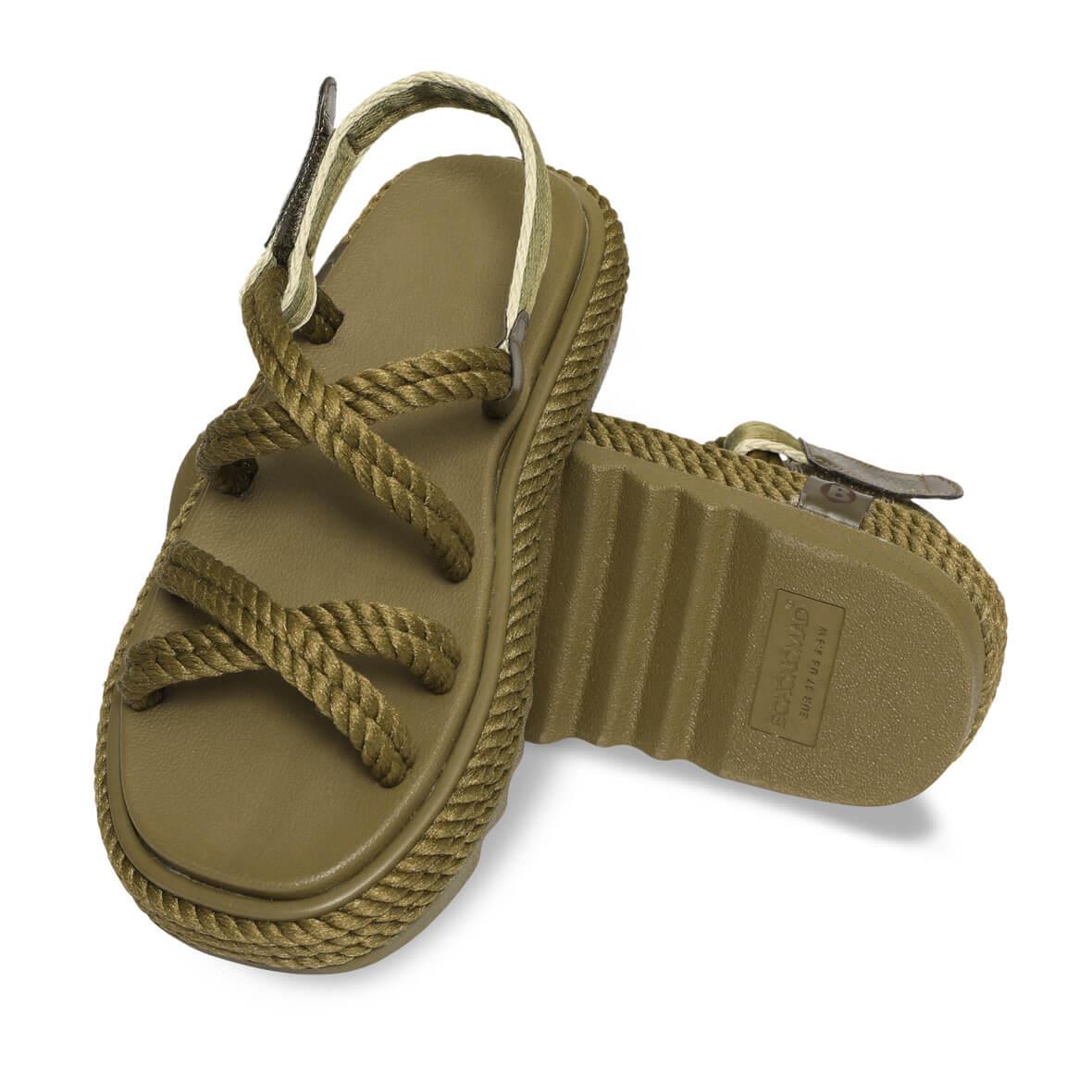 Bohonomad Tahiti Mid Platform Kadın Sandalet - Haki