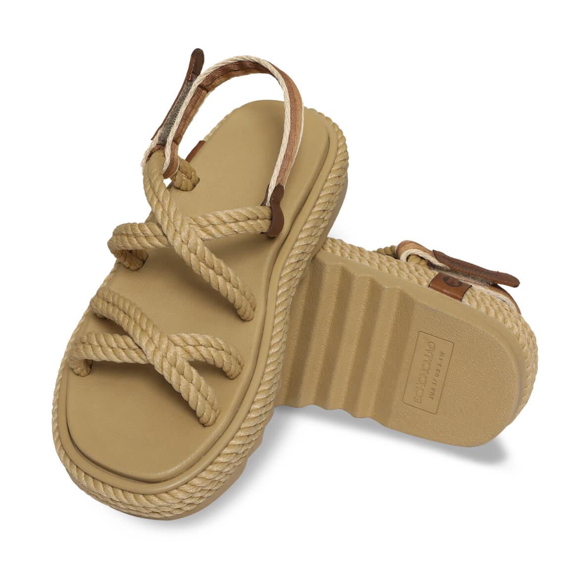Bohonomad Tahiti Mid Platform Kadın Sandalet - Bej