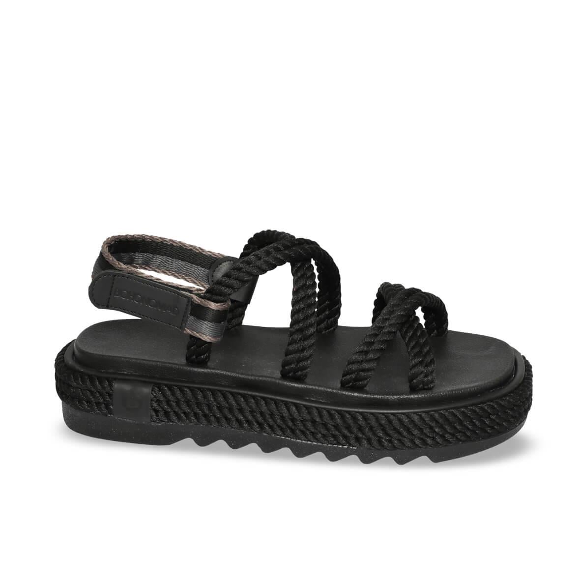 Bohonomad Tahiti Mid Platform Kadın Sandalet - Siyah
