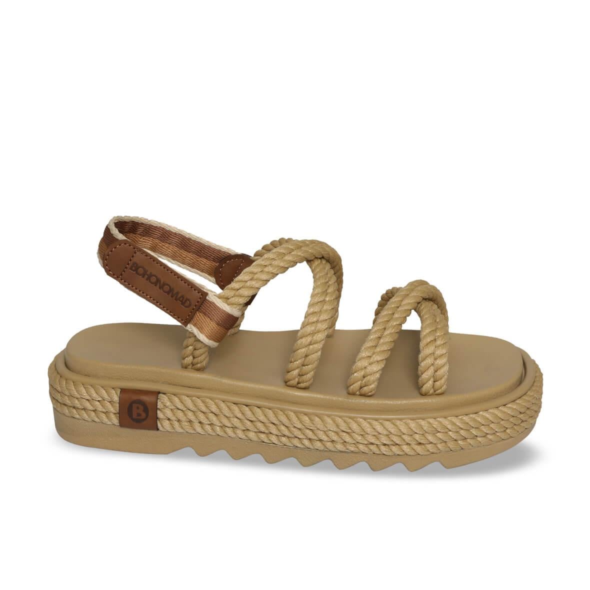 Bohonomad Tahiti Mid Platform Kadın Sandalet - Bej