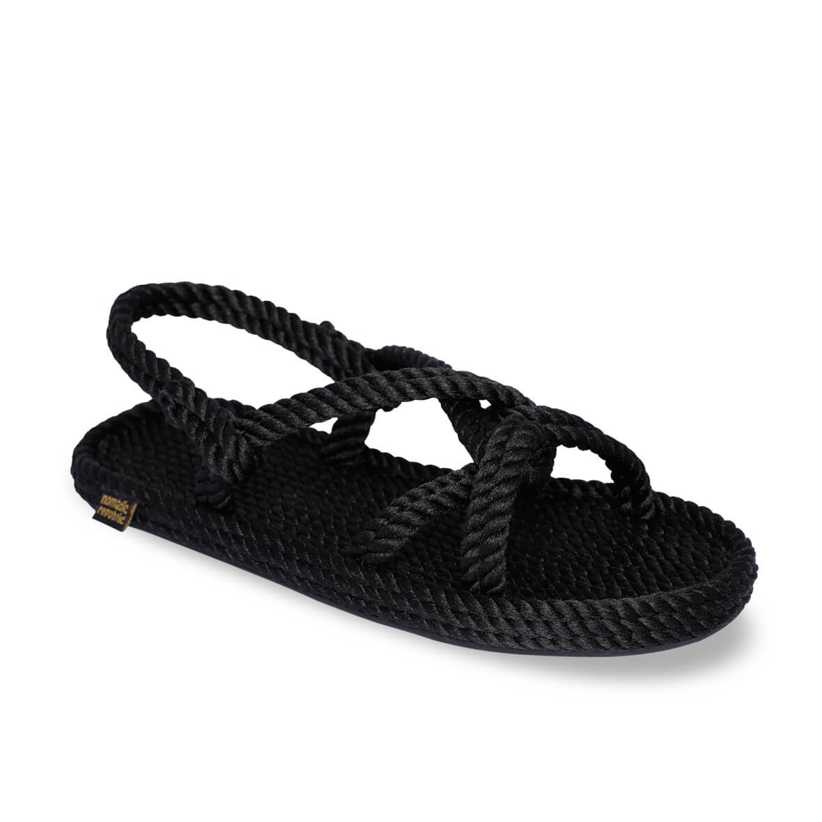 Bora Bora Kauçuk Tabanlı Kadın Halat & İp Sandalet - Siyah