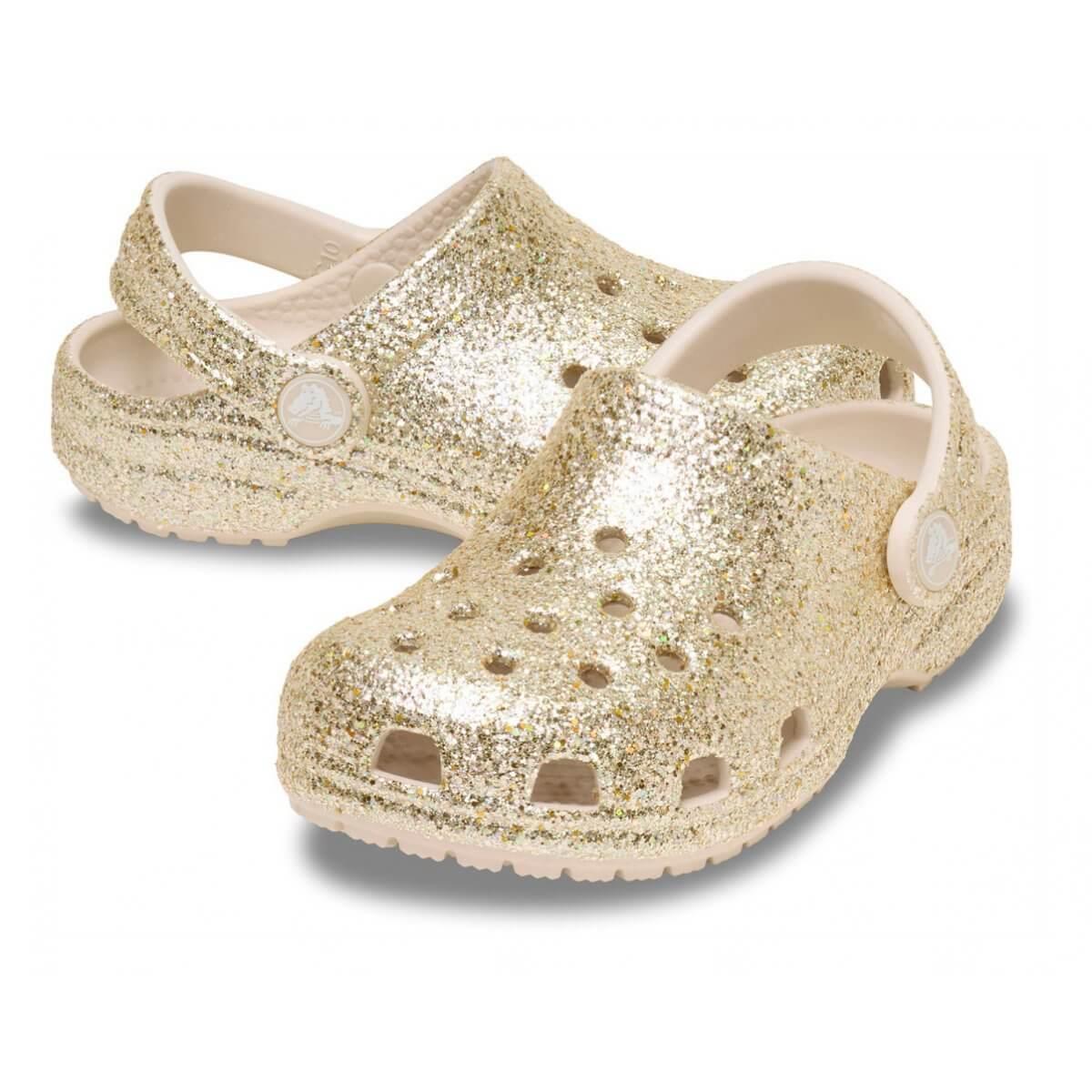Crocs Classic Chunky Glitter Clog K Çocuk Terlik - Kum Beji