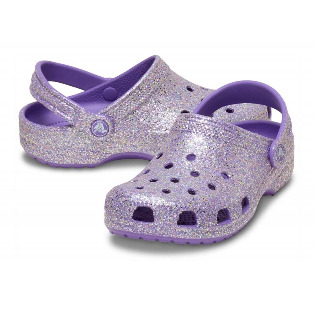 Crocs Classic Fantasy Glitter Clog K Çocuk Terlik - Mor