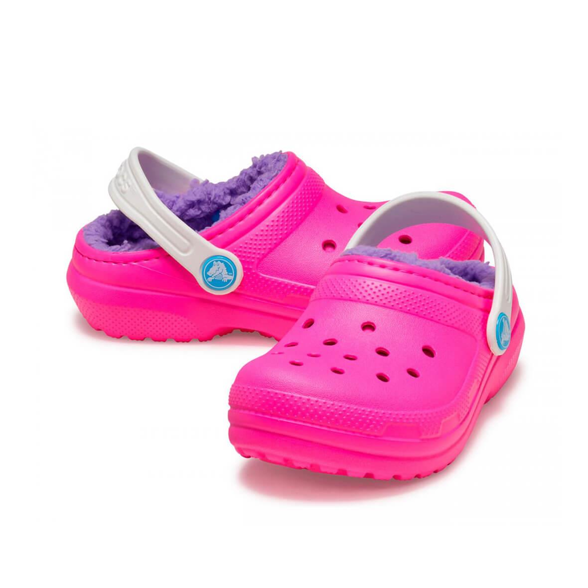 Crocs Classic Lined Clog T Çocuk Terlik - Pembe / Multi