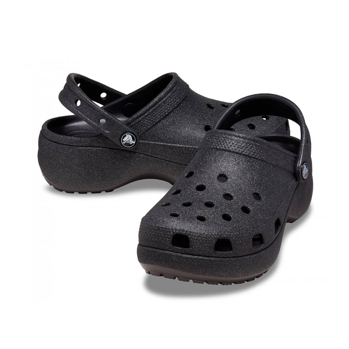 Crocs Classic Platform Glitter Clog W Bayan Terlik - Siyah