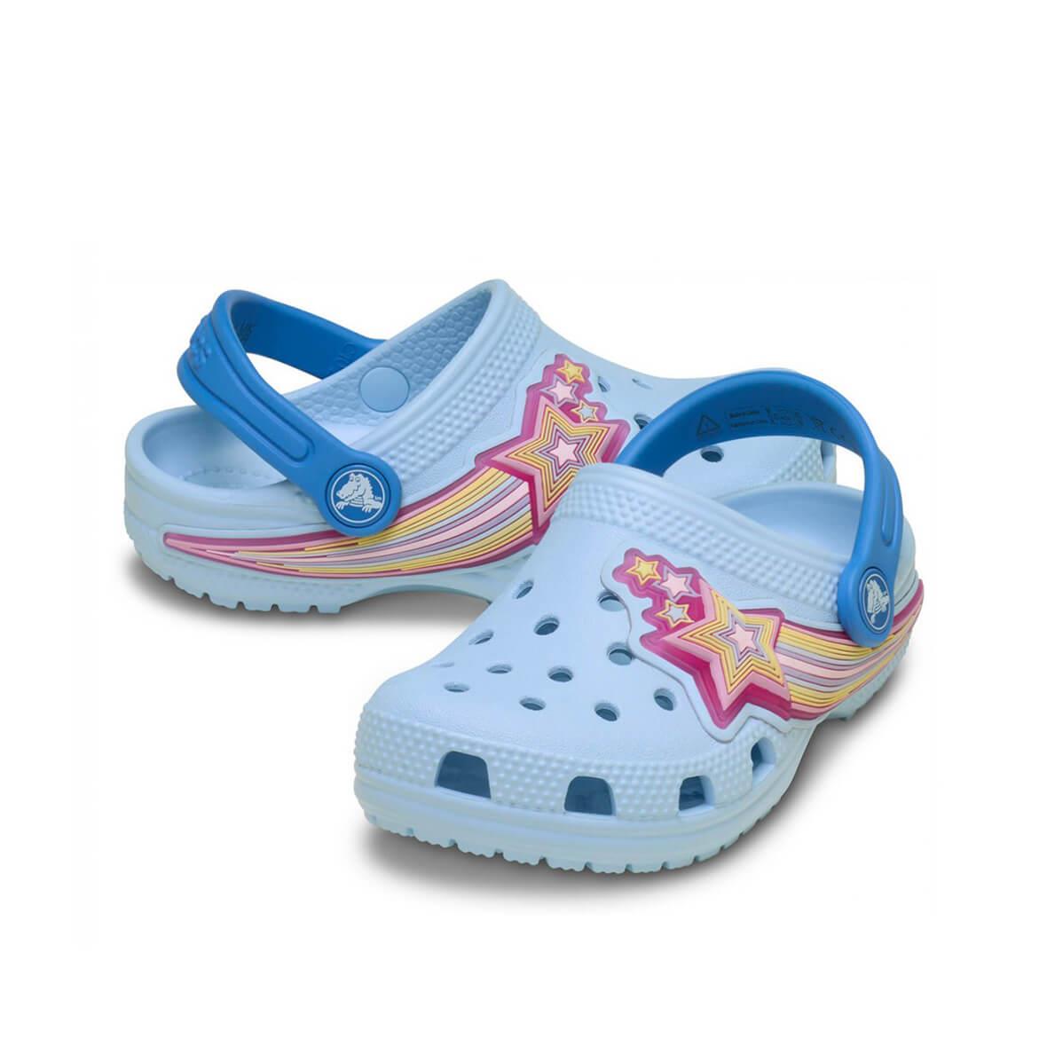 Crocs Classic Star Lights Clog T Işıklı Çocuk Terlik - Açık Mavi