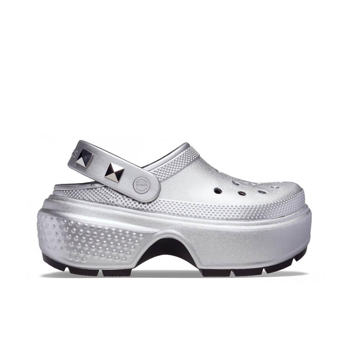 Crocs Stomp Metallic Clog Bayan Terlik - Gümüş
