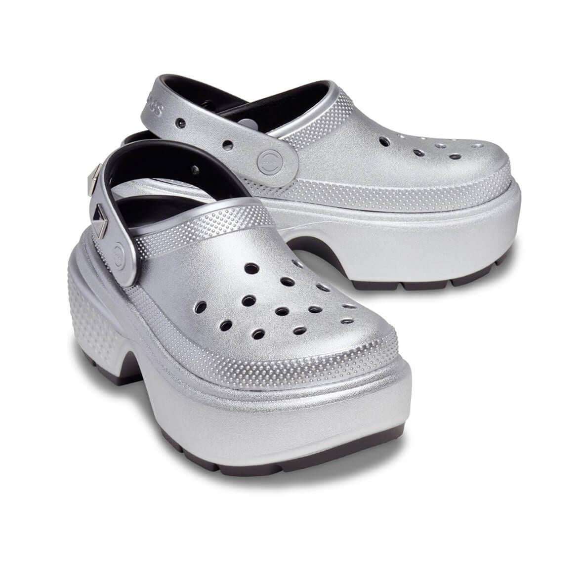 Crocs Stomp Metallic Clog Bayan Terlik - Gümüş