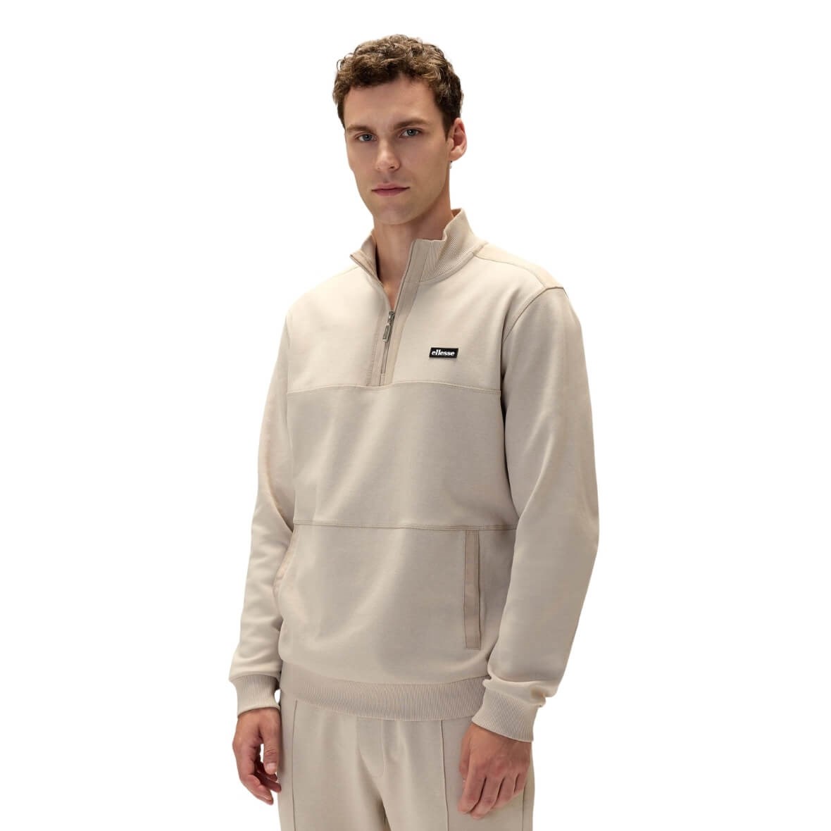 Ellesse 6WM1025-STN Fermuarlı Kapüşonlu Erkek Sweatshirt - Taş