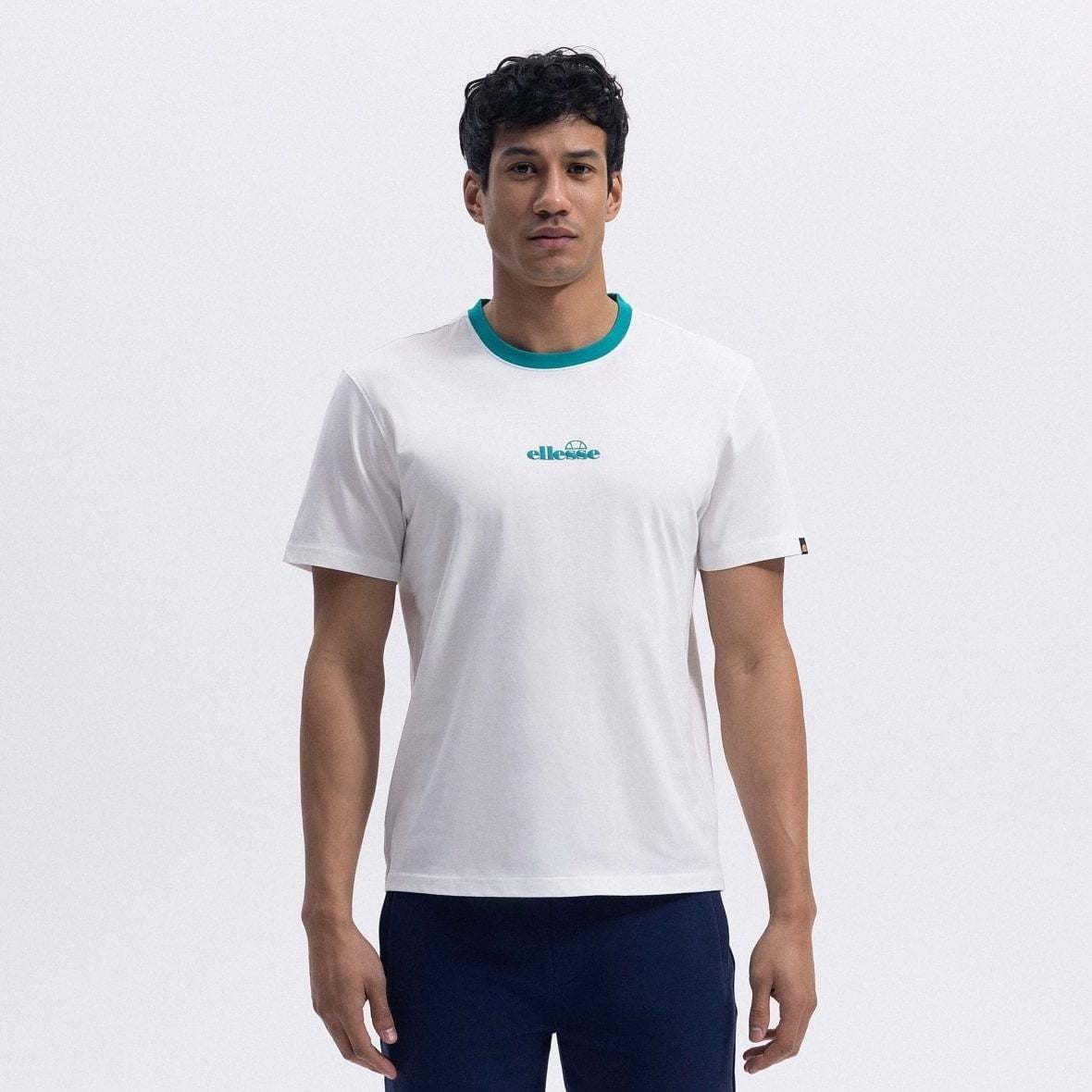 Ellesse CMO18-3-GRN Bisiklet Yaka Erkek T-Shirt - Yeşil / Beyaz