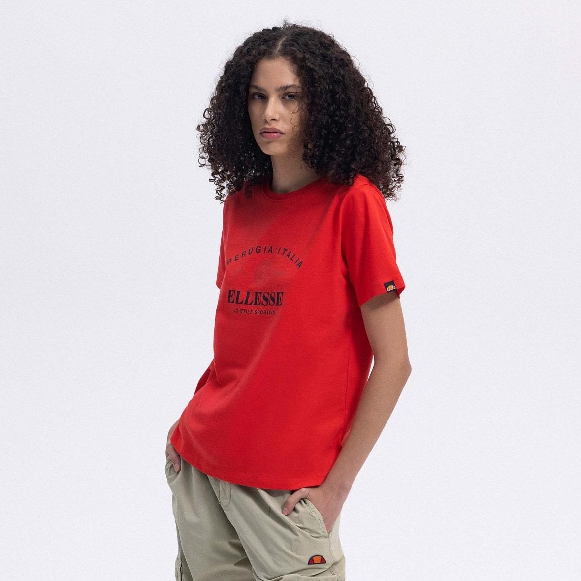 Ellesse EF446-RD Bisiklet Yaka Kadın T-Shirt - Kırmızı