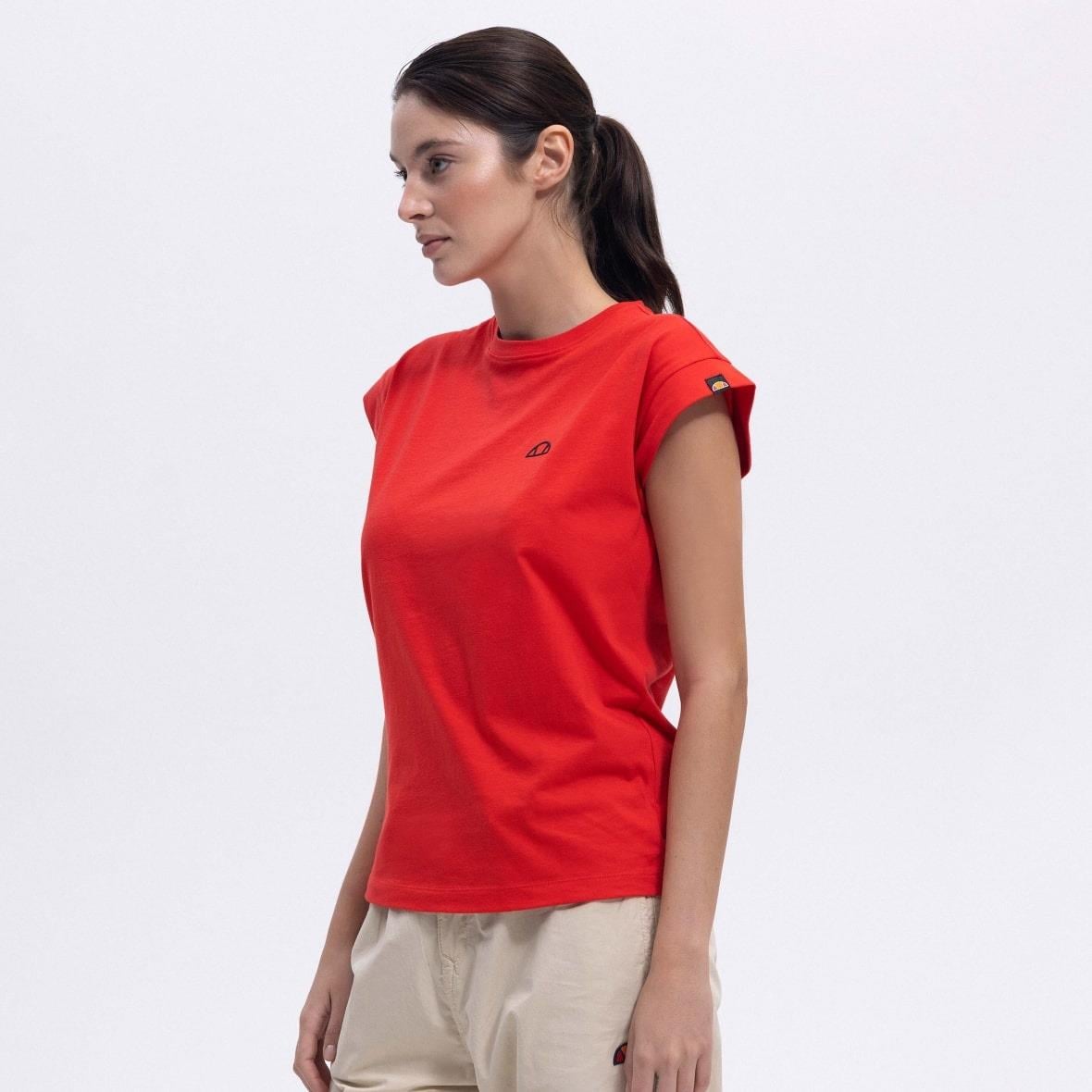Ellesse EF450-RD Bisiklet Yaka Yarım Kollu Kadın T-Shirt - Kırmızı