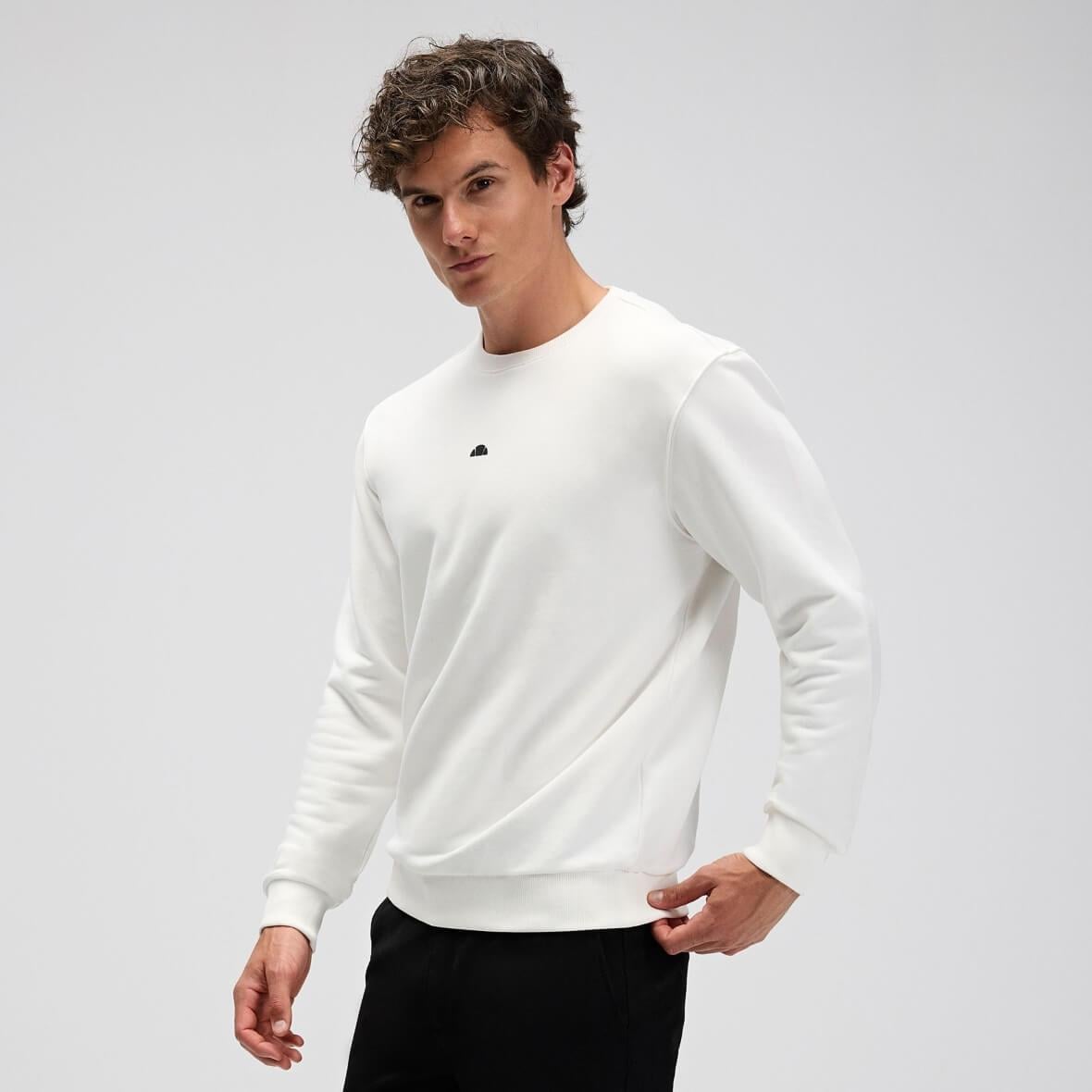 Ellesse EM556-OF Erkek Basic Sweatshirt - Kırık Beyaz