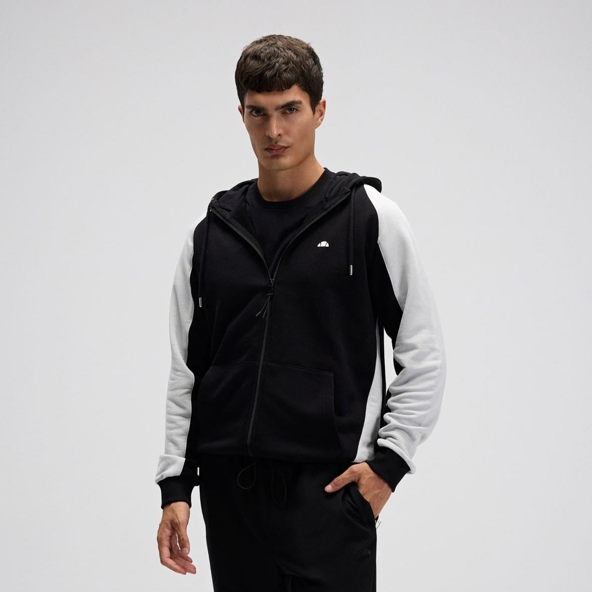 Ellesse EM560-BK Fermuarlı Kapüşonlu Erkek Sweatshirt - Siyah
