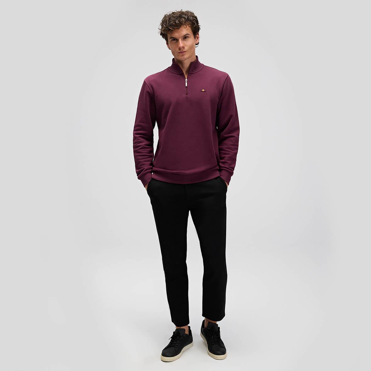Ellesse EM580-BRD Yarım Fermuarlı Erkek Sweatshirt - Bordo