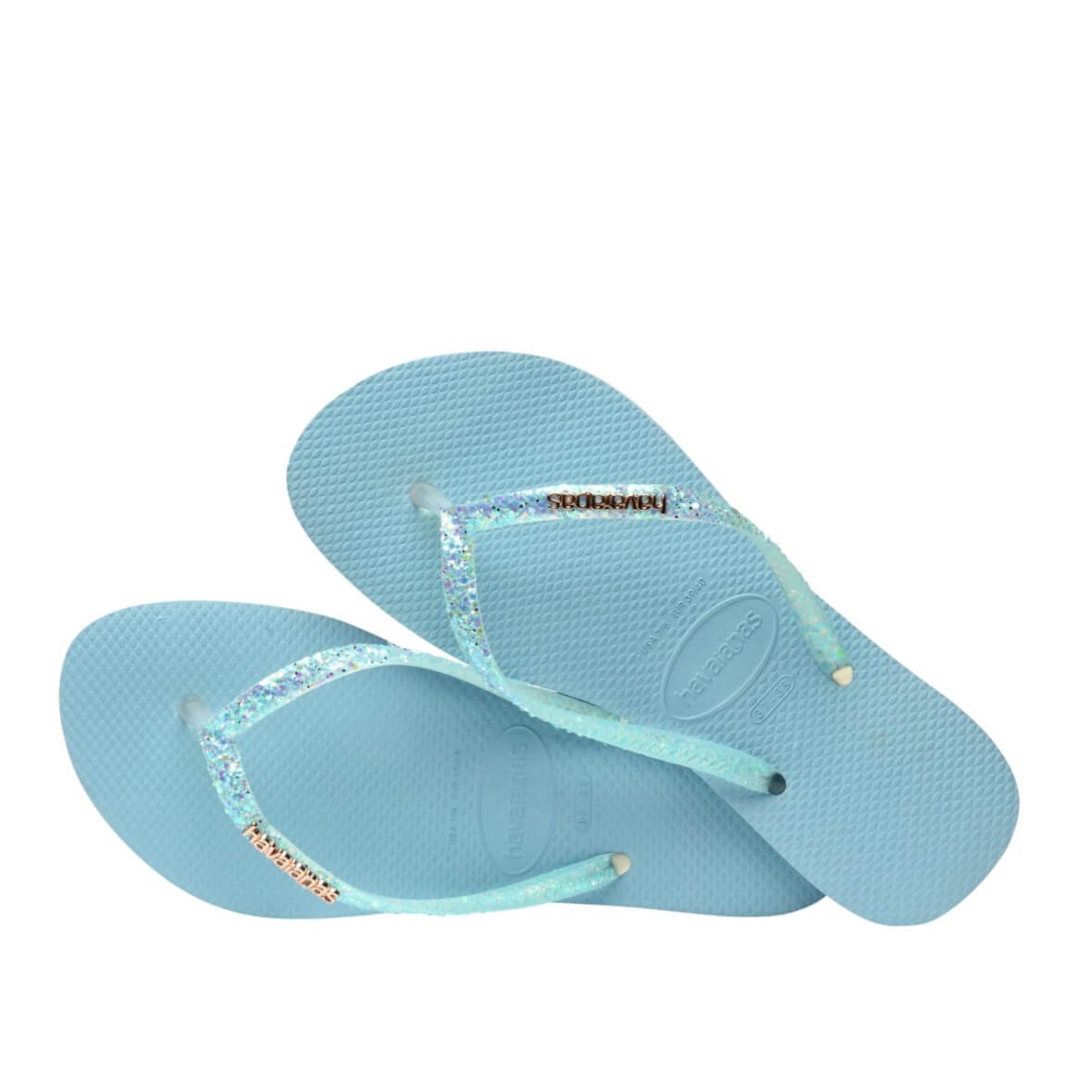 Havaianas Slim Glitter Flourish Bayan Terlik - Mavi