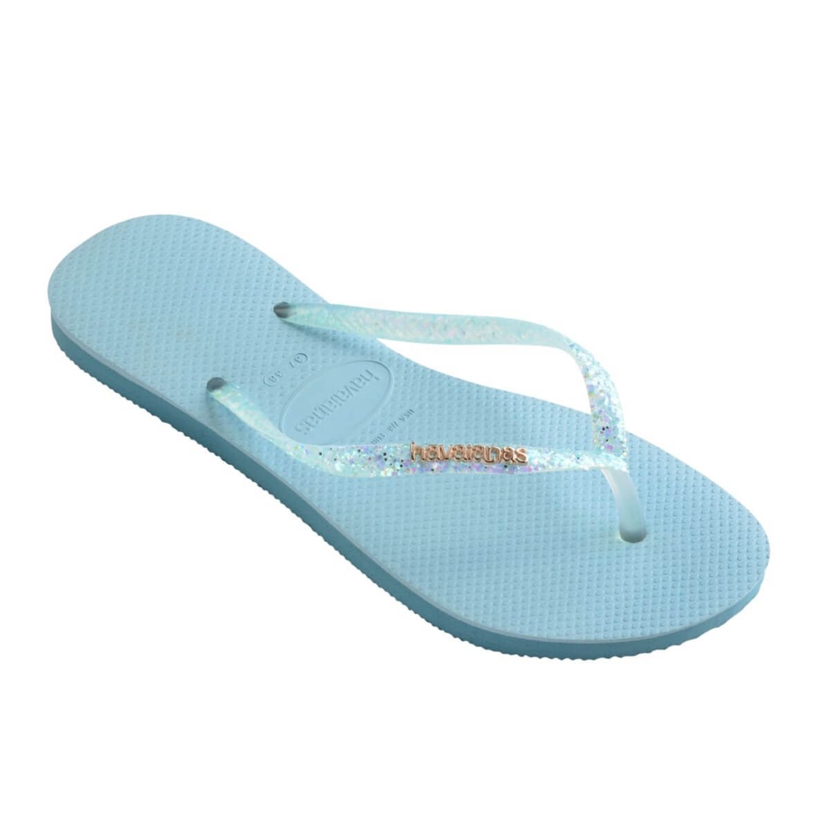 Havaianas Slim Glitter Flourish Bayan Terlik - Mavi