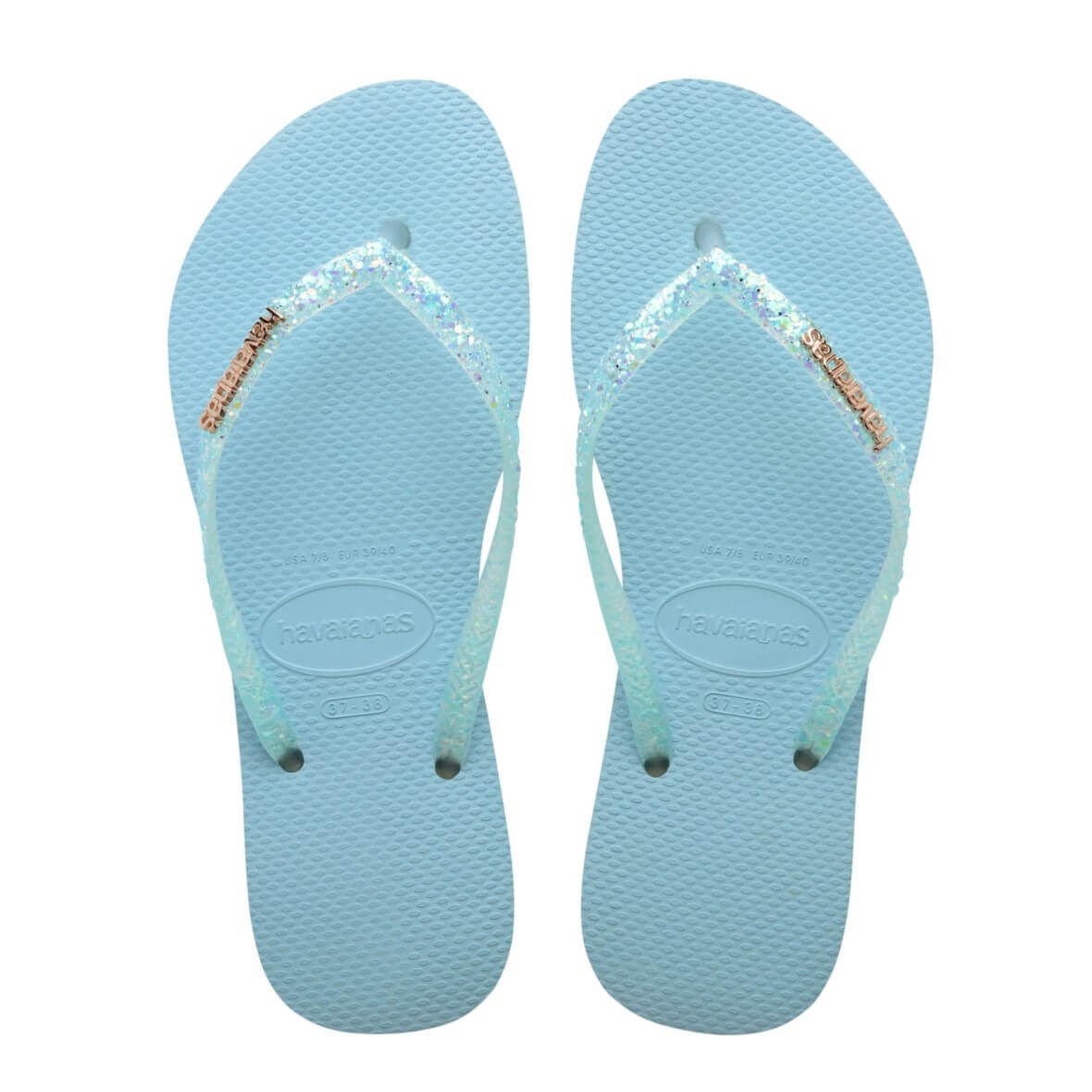 Havaianas Slim Glitter Flourish Bayan Terlik - Mavi