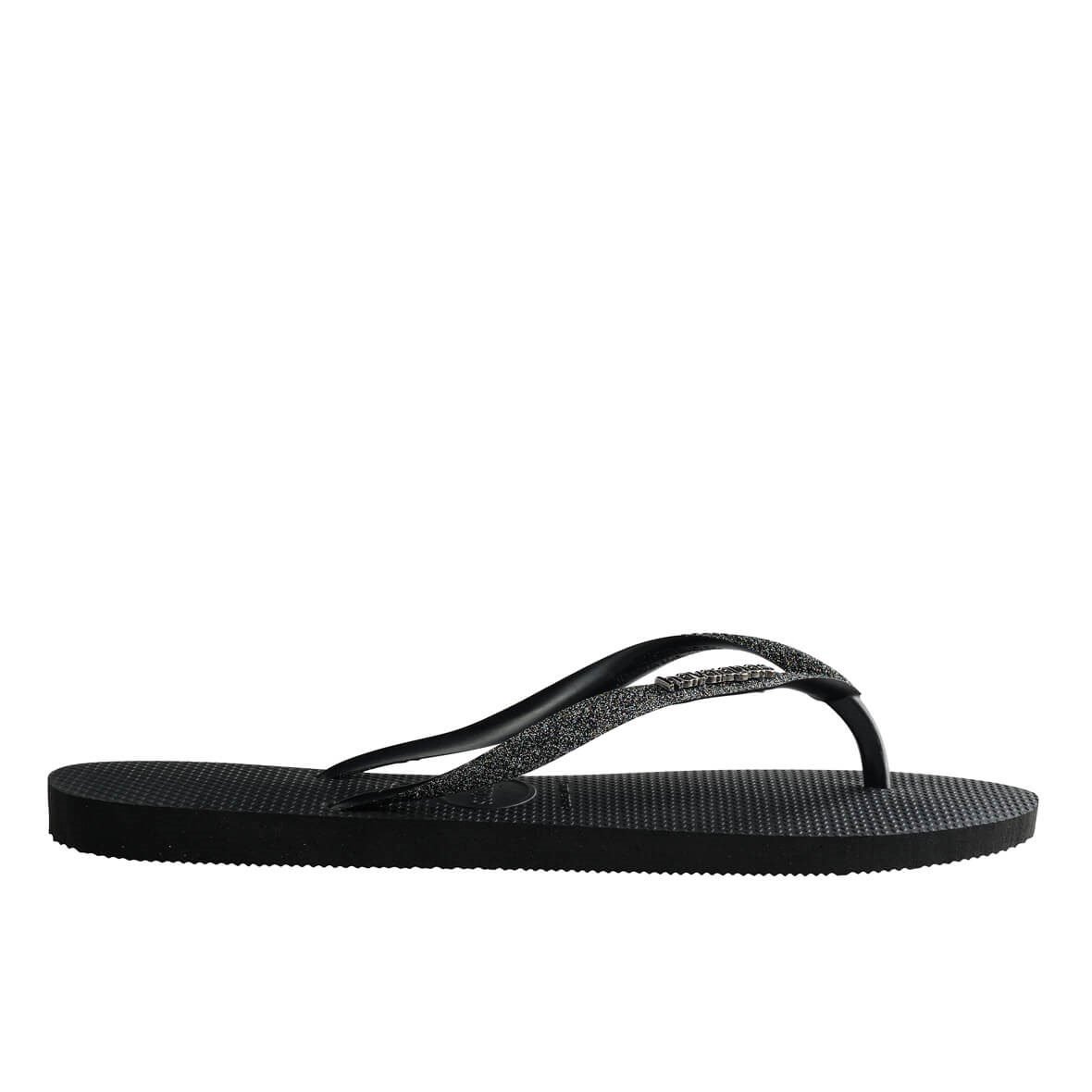 Havaianas Slim Glitter II Bayan Terlik - Black/Dark Grey Metallic