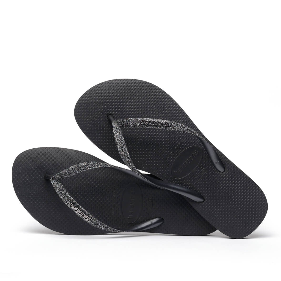 Havaianas Slim Glitter II Bayan Terlik - Black/Dark Grey Metallic