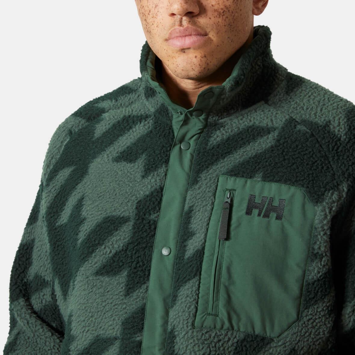 Helly Hansen Panorama Printed Pile Snap Jacket Erkek Mont - Haki