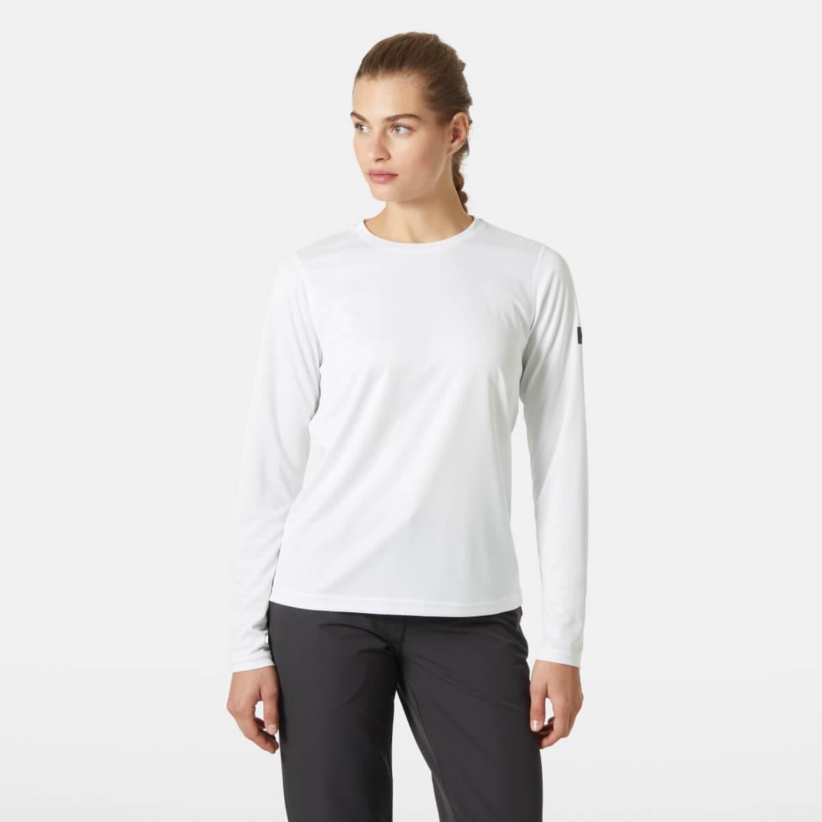 Helly Hansen W HH Tech Crew LS 2.0 Uzun Kollu Kadın T-Shirt - Beyaz