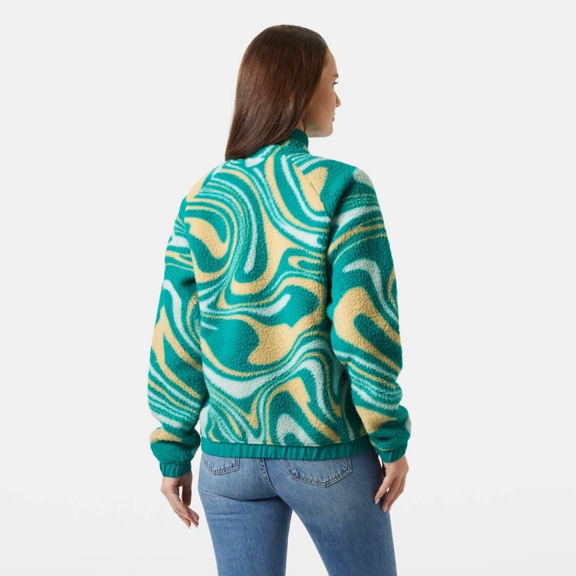 Helly Hansen W Imperial Printed Pile Snap Jacket Kadın Ceket - Yeşil / Multi