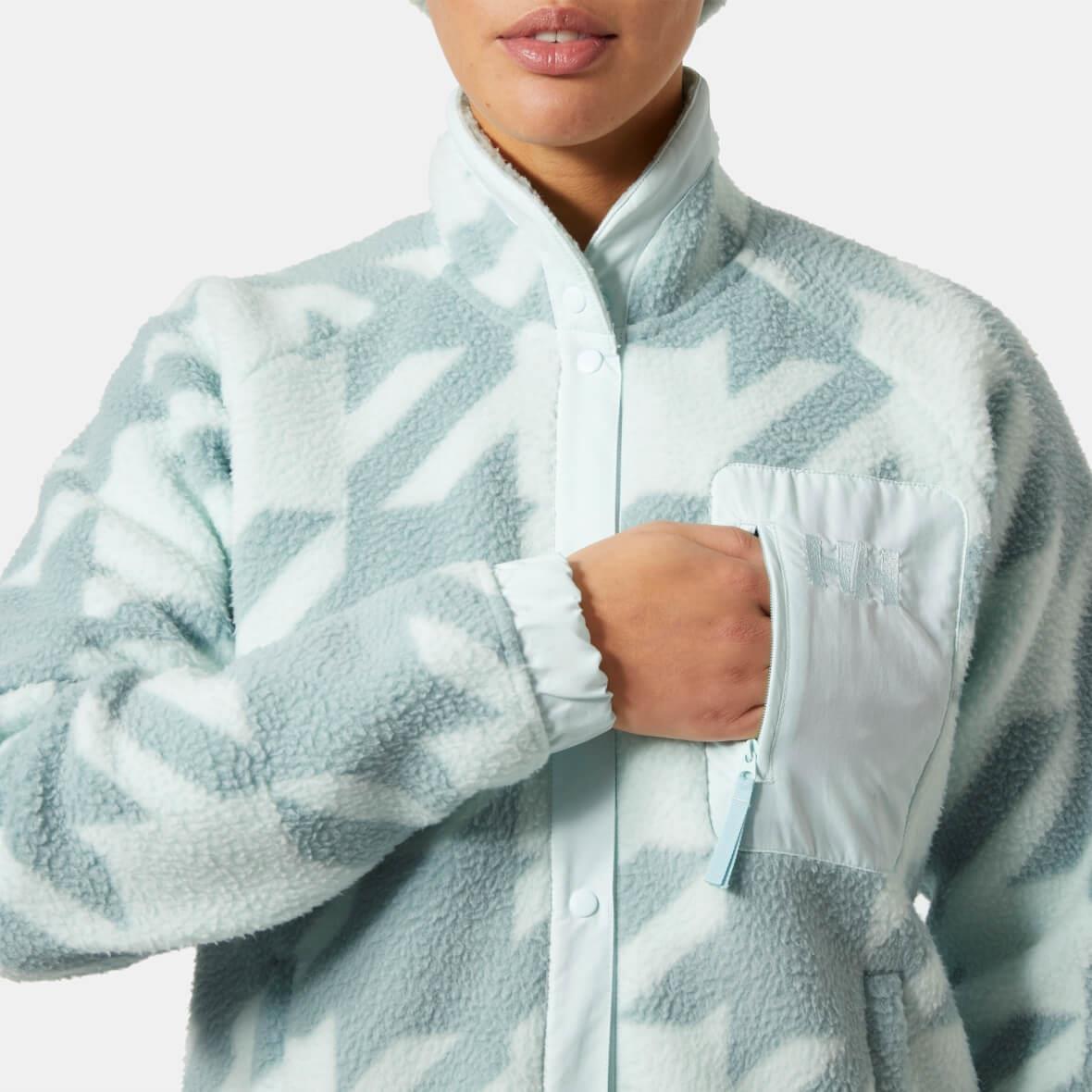 Helly Hansen W Imperial Printed Pile Snap Jacket Kadın Ceket - Nil Yeşili
