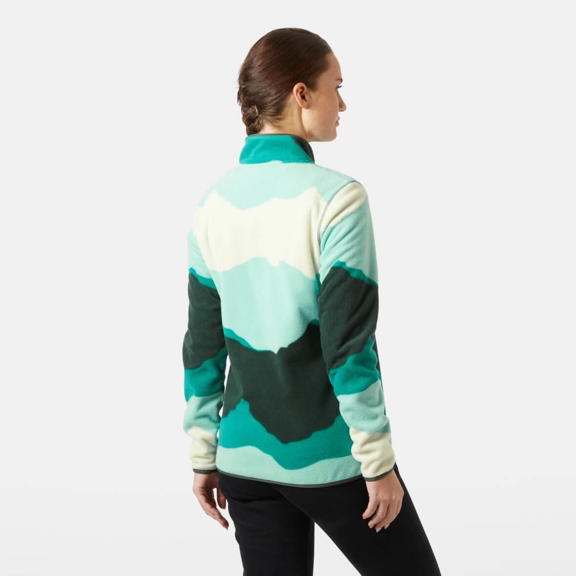 Helly Hansen W Maridalen Printed Fleece Polar Kadın Sweatshirt - Yeşil / Multi