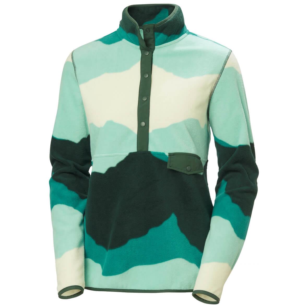 Helly Hansen W Maridalen Printed Fleece Polar Kadın Sweatshirt - Yeşil / Multi