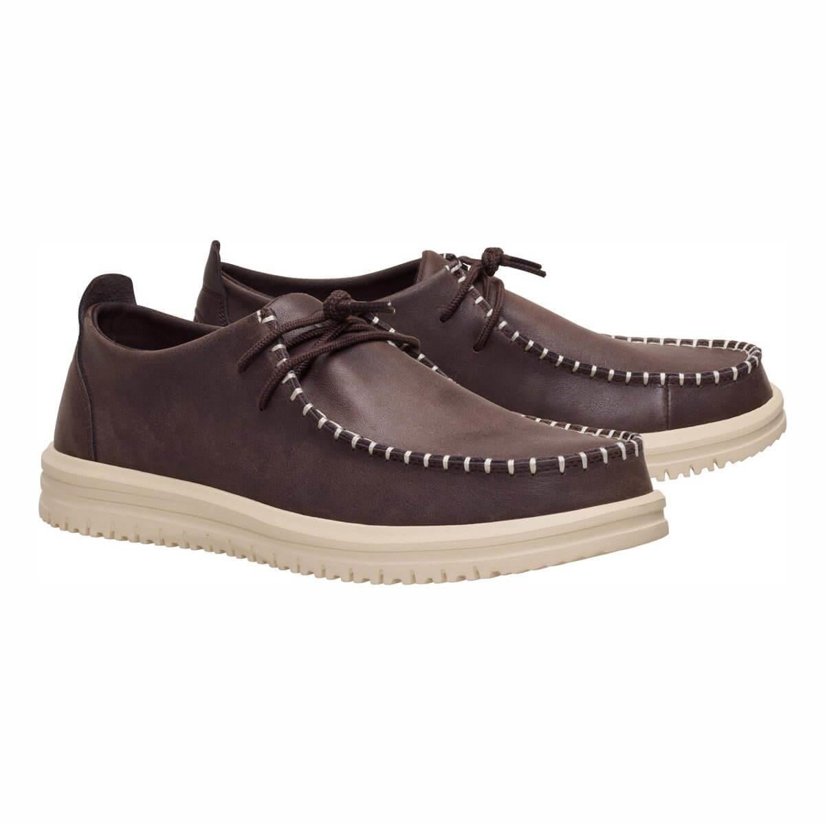 Hey Dude Wally NXT Moc Leather Erkek Ayakkabı - Kahverengi