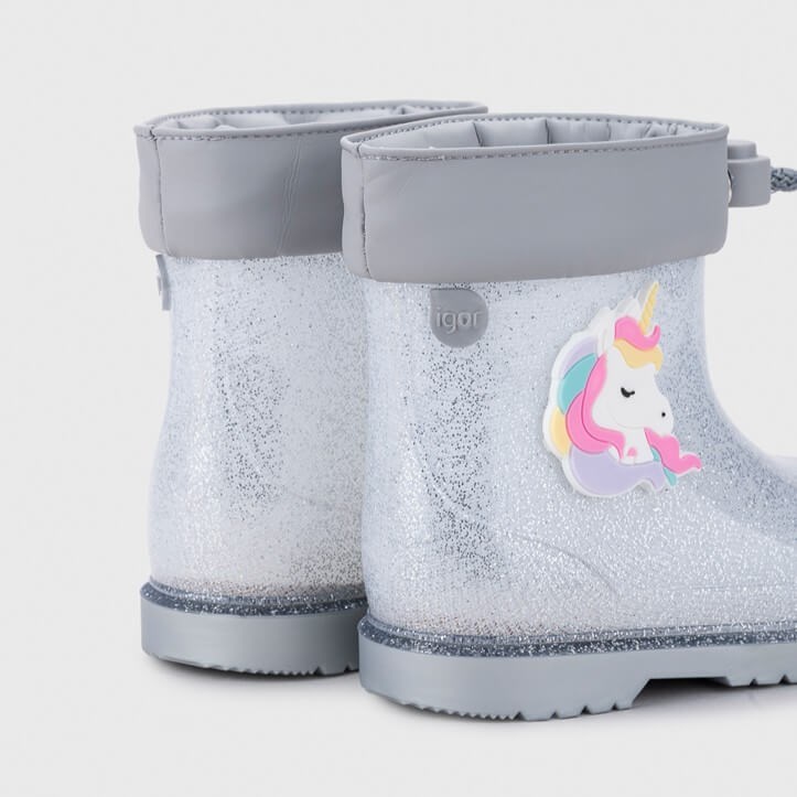 Igor Bimbi Unicornio Glitter Çocuk Yağmur Çizmesi - Simli Gri