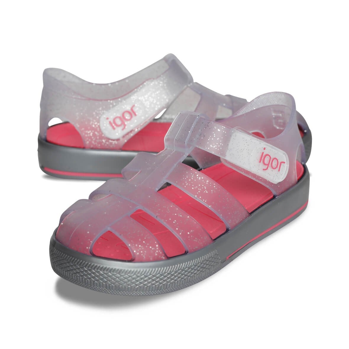 Igor Star Çocuk Sandalet - Tr Purpurina Plata/Tr Fucsia