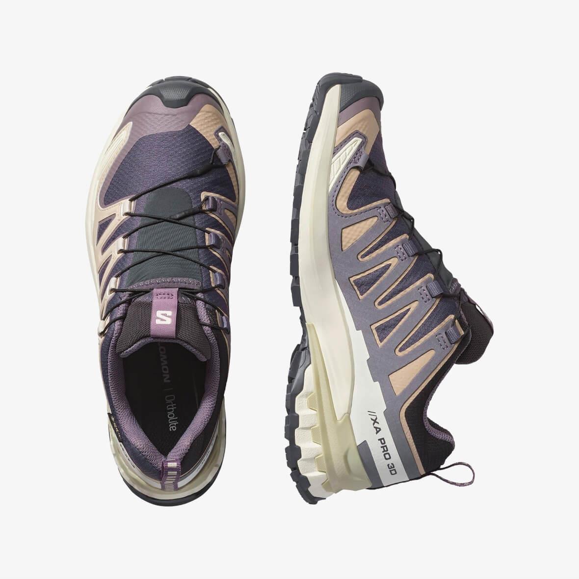 Salomon XA PRO 3D V9 GTX W Gore-Tex Kadın Outdoor Ayakkabı - Mürdüm / Ekru