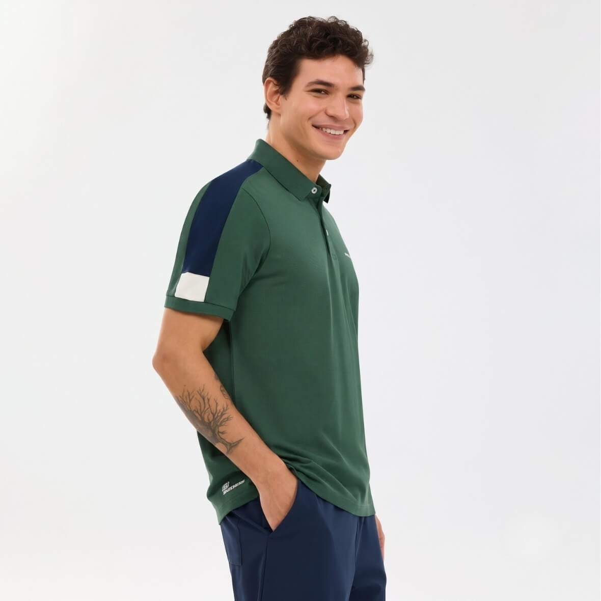 Skechers M Color Block Detail Polo T-Shirt S221047-4255 Erkek T-Shirt - Yeşil