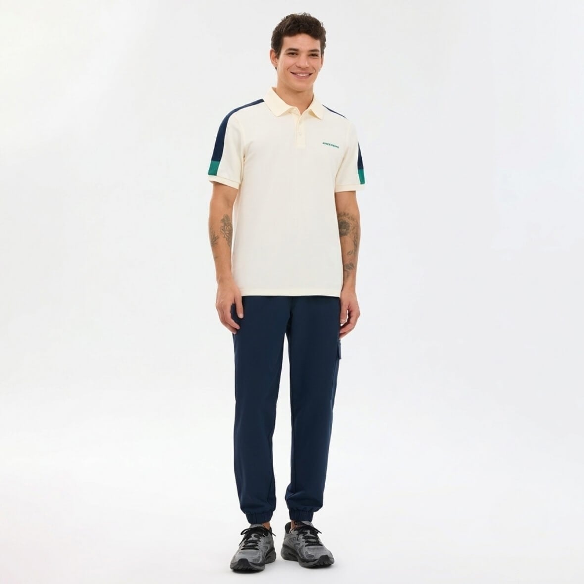 Skechers M Color Block Detail Polo T-Shirt S221047-1208 Erkek T-Shirt - Bej