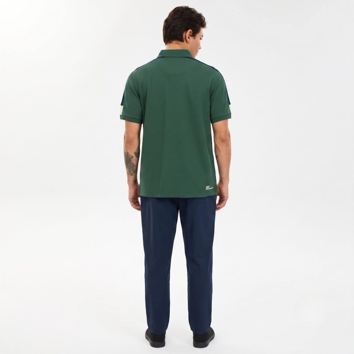 Skechers M Color Block Detail Polo T-Shirt S221047-4255 Erkek T-Shirt - Yeşil