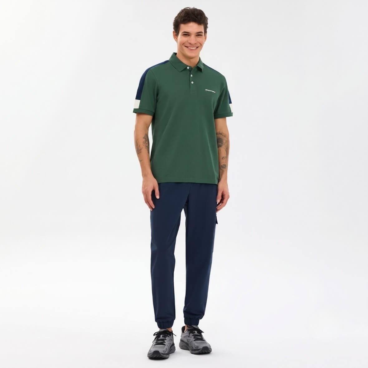 Skechers M Color Block Detail Polo T-Shirt S221047-4255 Erkek T-Shirt - Yeşil