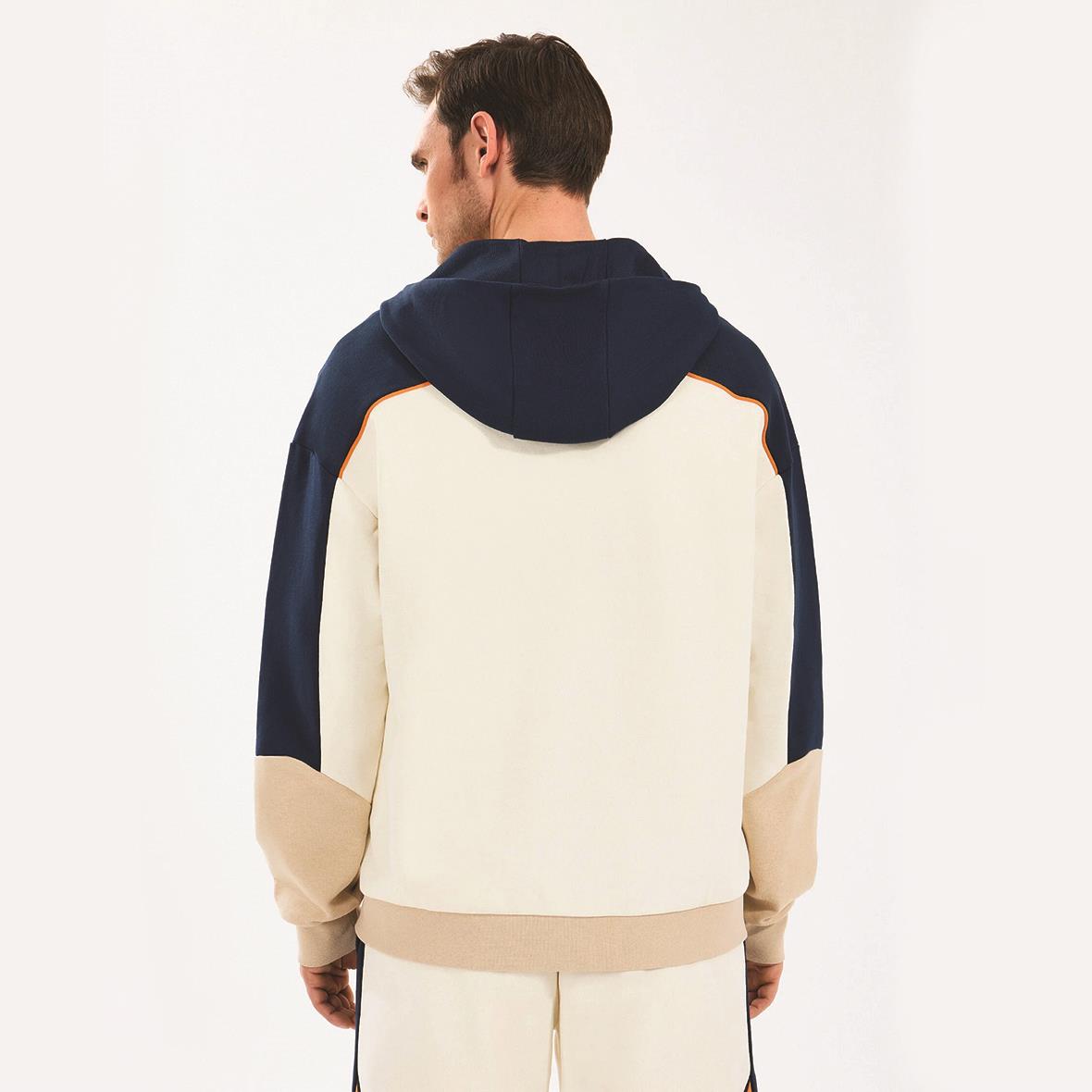 Skechers M Diagonal Lw Fleece Fullzip Hoodie S2510027-102 Erkek Sweatshirt - Kırık Beyaz